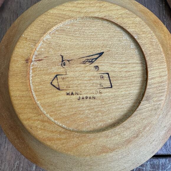 Set of 4 Woodpecker Woodware Japan Wooden Serving‎ Dinnerware Bowls MCM - Picture 5 of 6
